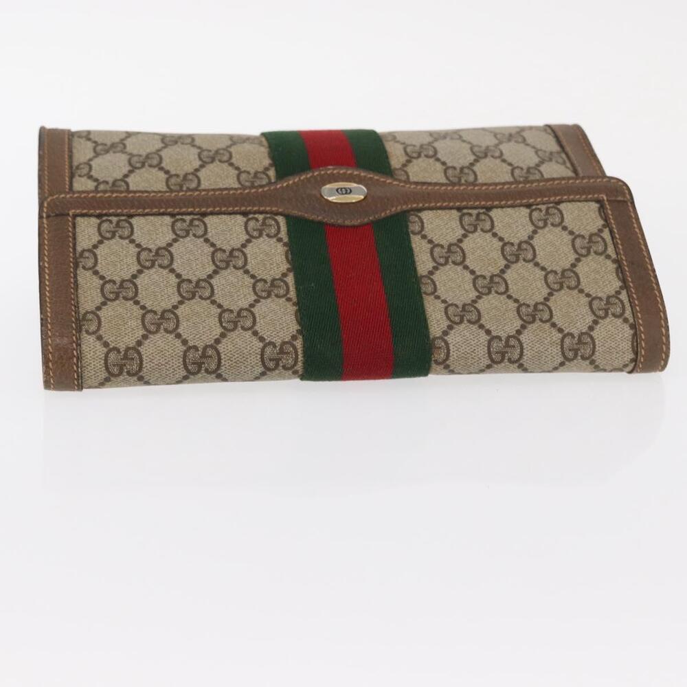 GUCCI GG Supreme Web Sherry Line Clutch Bag PVC Beige Gold 89 01 006 Auth 155387 - Picture 5 of 16